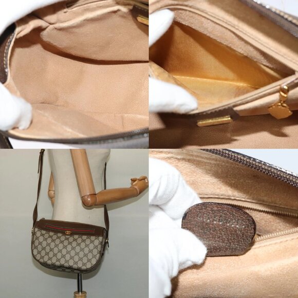 GUCCI GG Supreme Web Sherry Line Bag PVC Beige Gold 001 58 0918 Auth BD1998 - Picture 14 of 15